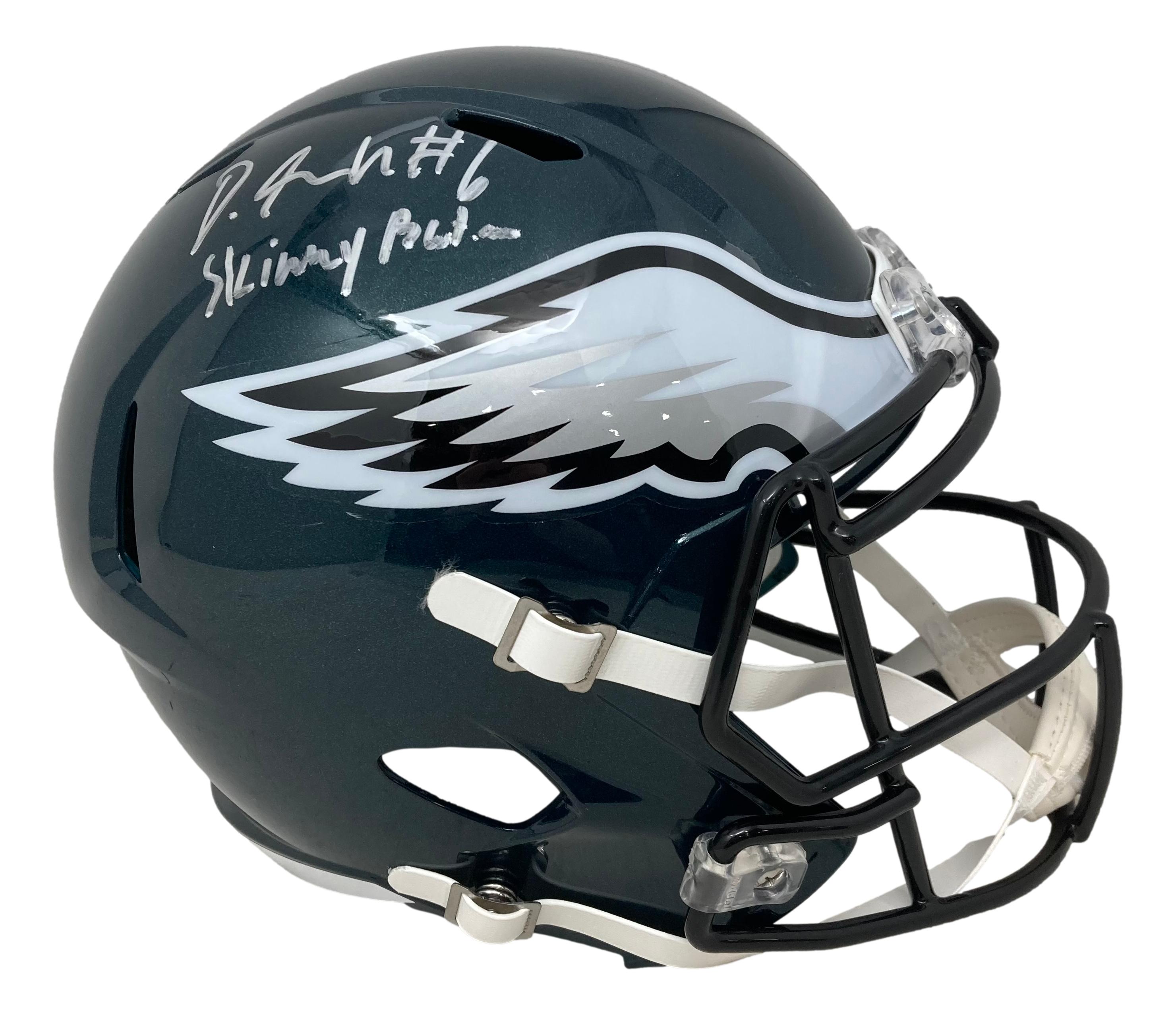 DeVonta Smith Signed Eagles Full-Size Speed Helmet Inscribed "Skinny Batman" (Fanatics) at PristineAuction.com DeVonta Smith Signed Eagles Full-Size Speed Helmet Inscribed "Skinny Batman" (Fanatics) at PristineAuction.com