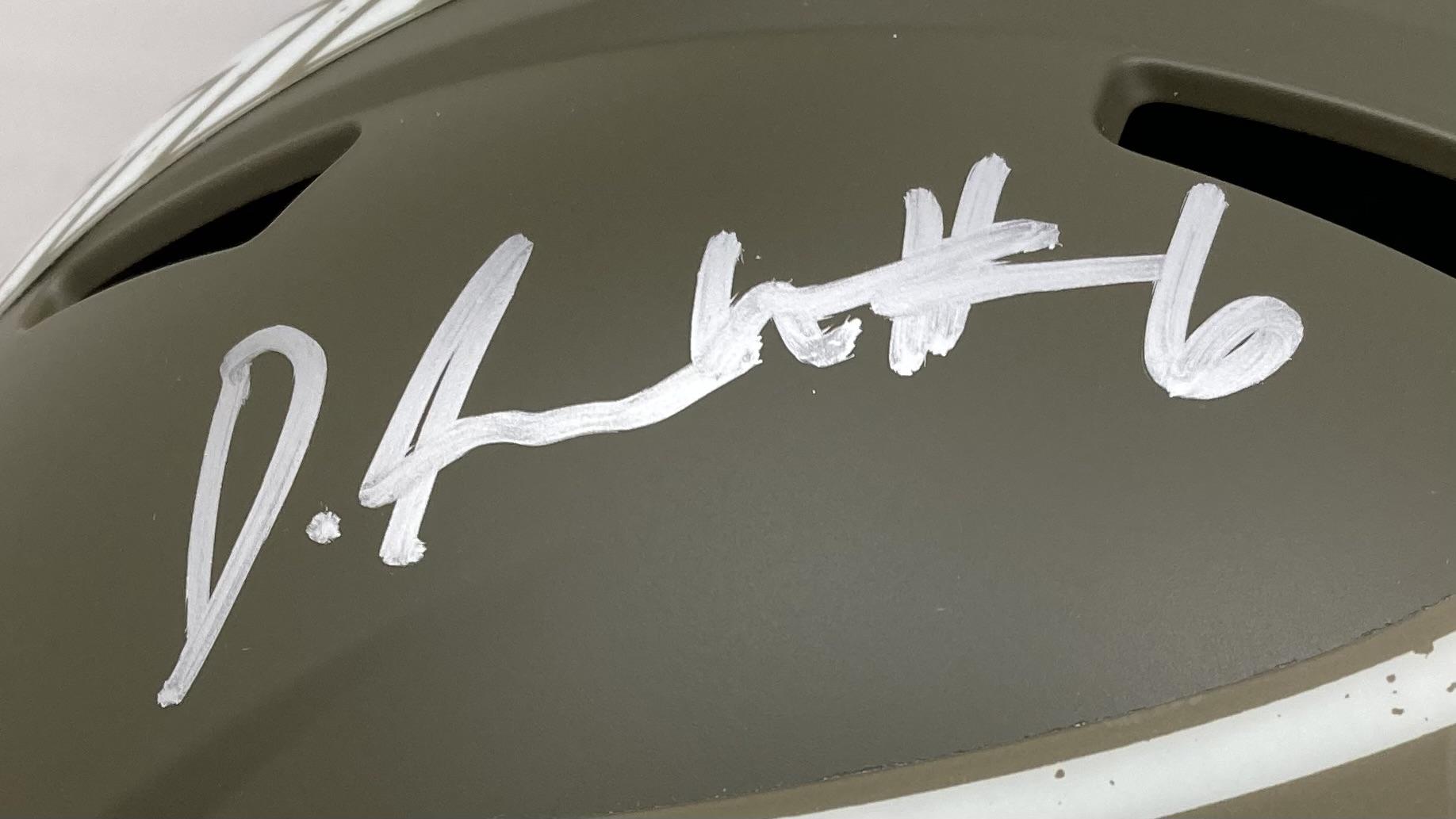 DeVonta Smith Signed Eagles Full-Size Salute to Service Alternate Speed Helmet (Fanatics) at PristineAuction.com DeVonta Smith Signed Eagles Full-Size Salute to Service Alternate Speed Helmet (Fanatics) at PristineAuction.com