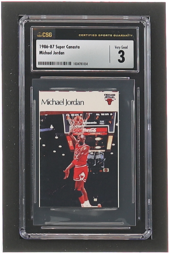 Michael Jordan 198687 Super Canasta Spanish Sticker (CSG 3) Pristine
