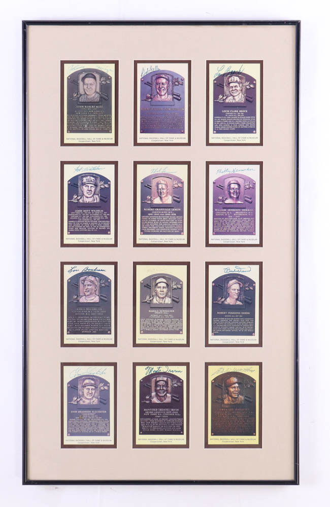 Baseball Hall of Fame Plaque Custom Framed Postcard Display Signed By (12) with Lou Brock, Bob Feller, Johnny Mize, Hoyt Wilhelm (Beckett) at PristineAuction.com Baseball Hall of Fame Plaque Custom Framed Postcard Display Signed By (12) with Lou Brock, Bob Feller, Johnny Mize, Hoyt Wilhelm (Beckett) at PristineAuction.com