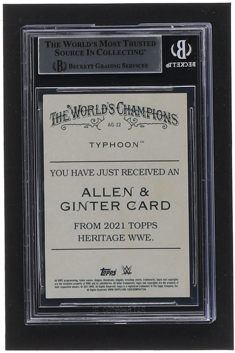Typhoon Signed 2021 Topps Heritage WWE Allen and Ginter #AG22 (BGS) at PristineAuction.com Typhoon Signed 2021 Topps Heritage WWE Allen and Ginter #AG22 (BGS) at PristineAuction.com
