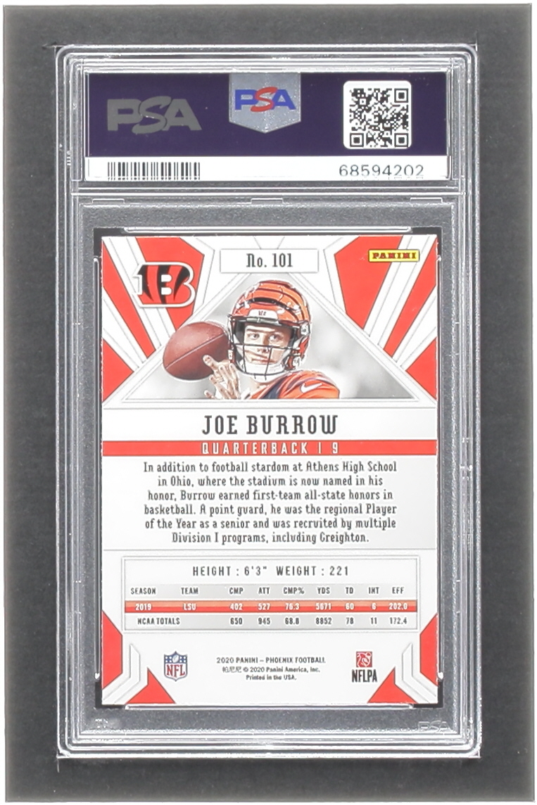 Joe Burrow 2020 Panini Phoenix Fire Burst #101 RC (PSA 9) at PristineAuction.com Joe Burrow 2020 Panini Phoenix Fire Burst #101 RC (PSA 9) at PristineAuction.com