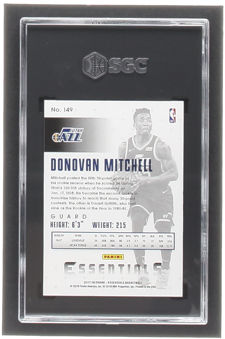 Donovan Mitchell 2017-18 Panini Essentials Retail #149 (SGC 10) at PristineAuction.com Donovan Mitchell 2017-18 Panini Essentials Retail #149 (SGC 10) at PristineAuction.com