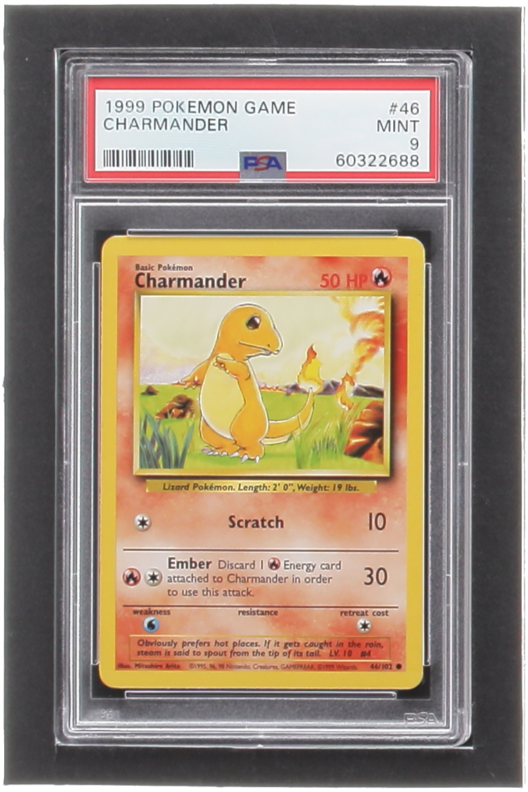 Charmander 1999 Pokemon Base Unlimited #46 (PSA 9) at PristineAuction.com Charmander 1999 Pokemon Base Unlimited #46 (PSA 9) at PristineAuction.com