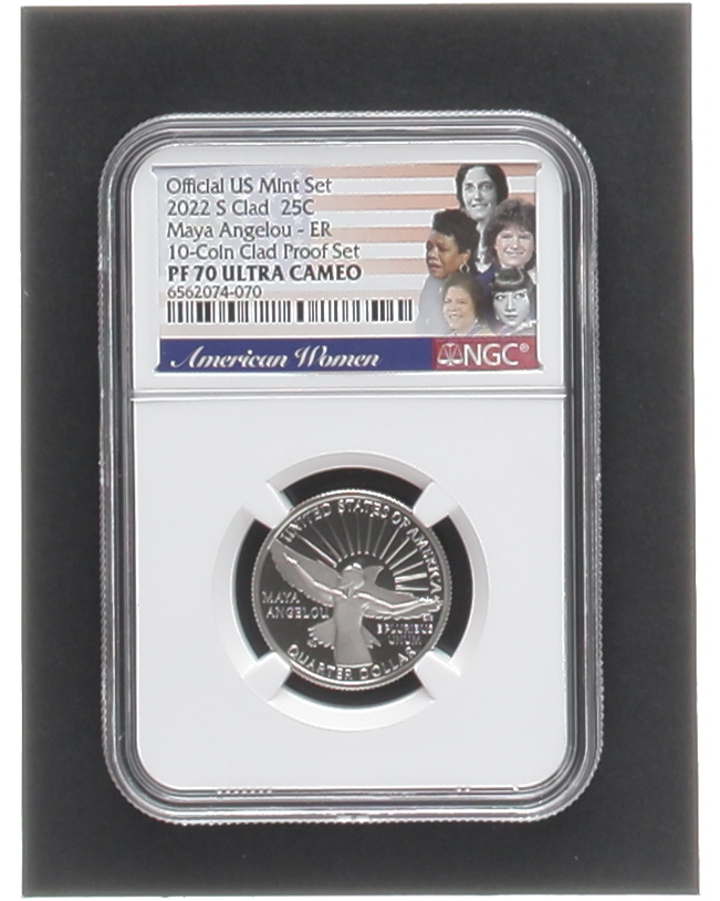 2022-S Maya Angelou Clad 25 Cent Coin FR (NGC PF70 Ultra Cameo) at PristineAuction.com 2022-S Maya Angelou Clad 25 Cent Coin FR (NGC PF70 Ultra Cameo) at PristineAuction.com