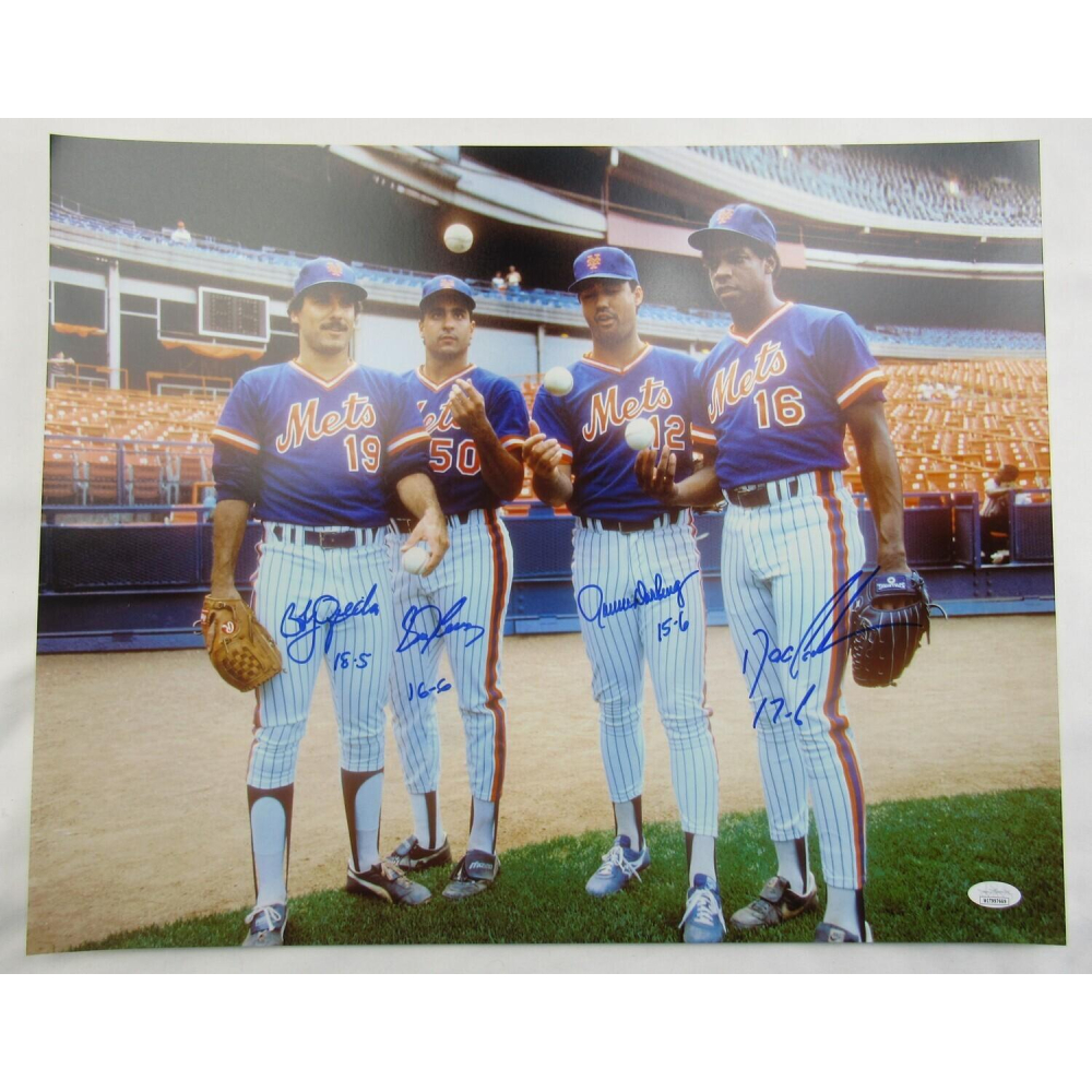 Mets 16x20 Photo Signed by (4) with Dwight Gooden, Ron Darling, Sid ...