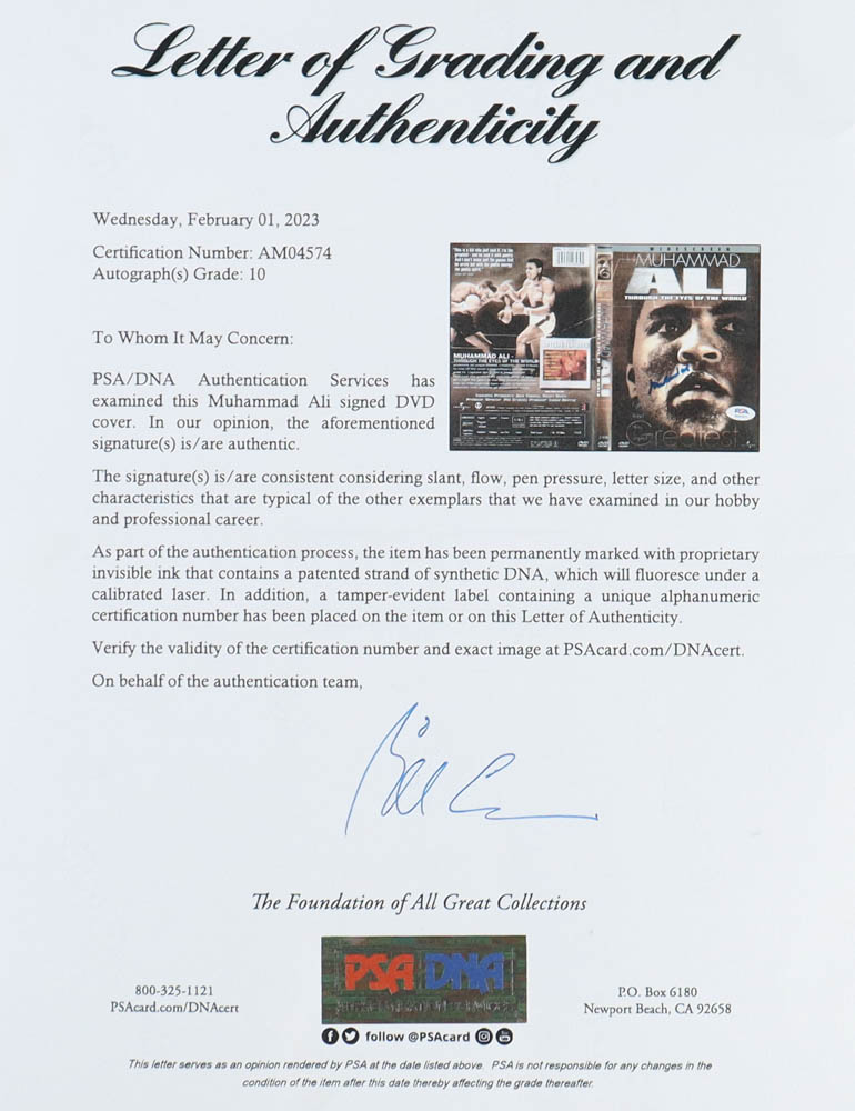 Muhammad Ali Signed "Muhammad Ali Through The Eyes of The World" Custom Framed DVD Case Display (PSA) at PristineAuction.com Muhammad Ali Signed "Muhammad Ali Through The Eyes of The World" Custom Framed DVD Case Display (PSA) at PristineAuction.com