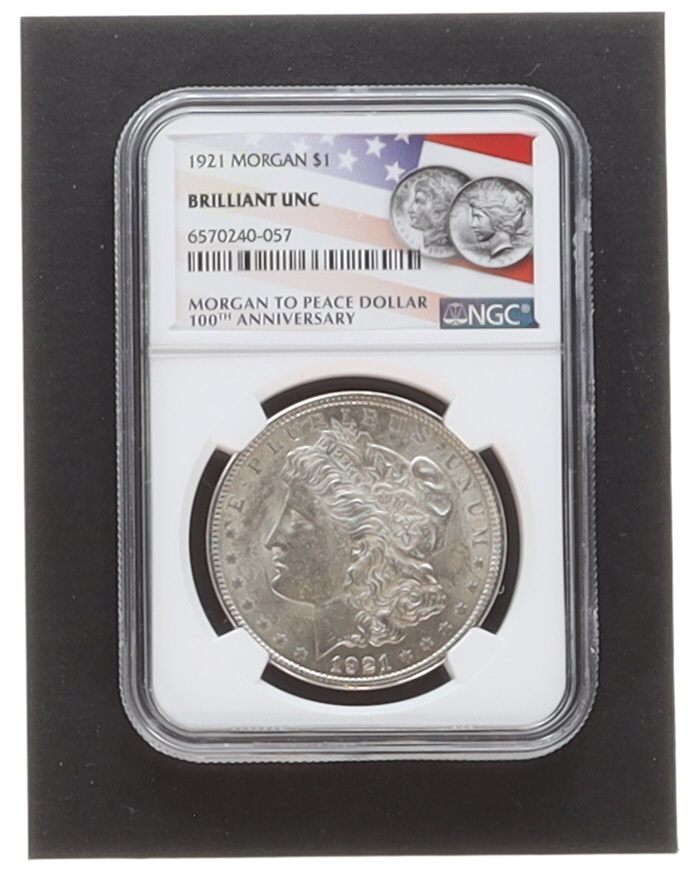 1921 Morgan $1 One Dollar Silver Coin (NGC Brilliant UNC) at PristineAuction.com 1921 Morgan $1 One Dollar Silver Coin (NGC Brilliant UNC) at PristineAuction.com