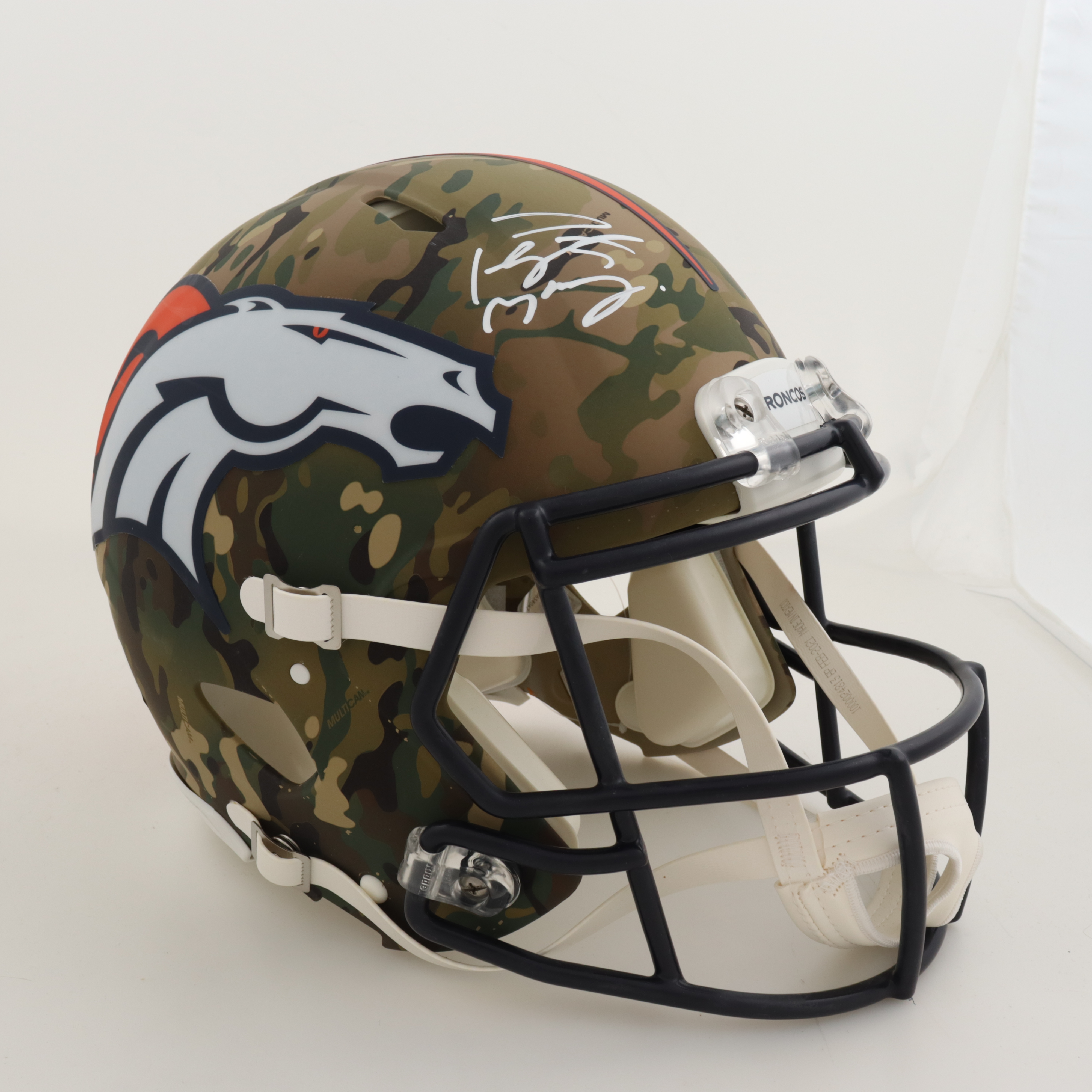 Peyton Manning Signed Broncos Full-Size Authentic, On-Field Camo Alternate Speed Helmet (Fanatics) at PristineAuction.com Peyton Manning Signed Broncos Full-Size Authentic, On-Field Camo Alternate Speed Helmet (Fanatics) at PristineAuction.com