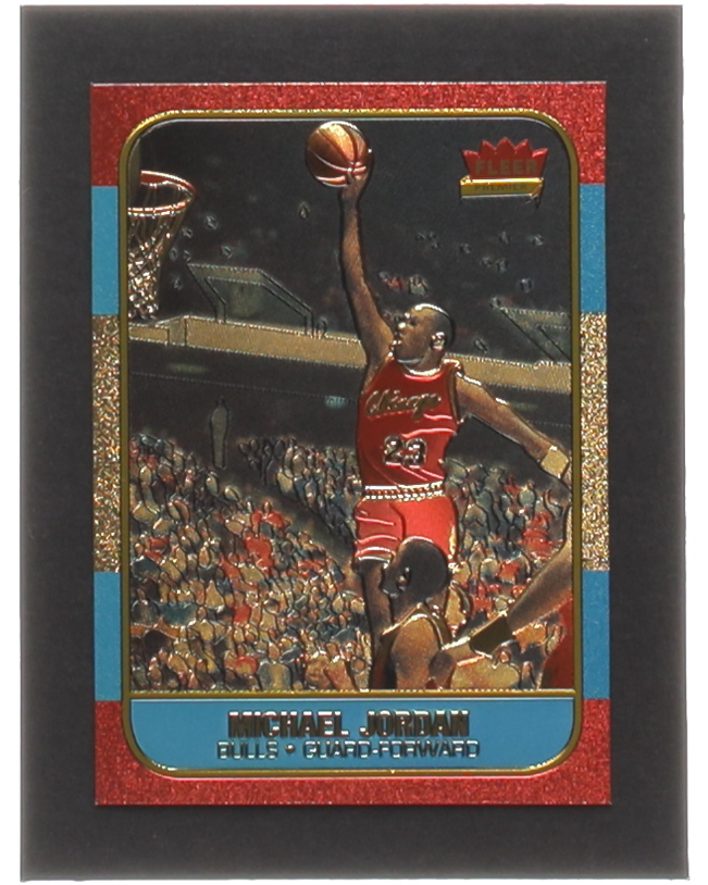 Michael Jordan 1996-97 Fleer Polychrome 10th Anniversary Refractor Brushed Gold Trading Card at PristineAuction.com Michael Jordan 1996-97 Fleer Polychrome 10th Anniversary Refractor Brushed Gold Trading Card at PristineAuction.com