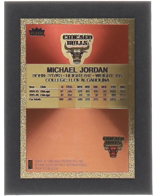 Michael Jordan 1996-97 Fleer Polychrome 10th Anniversary Refractor Brushed Gold Trading Card at PristineAuction.com Michael Jordan 1996-97 Fleer Polychrome 10th Anniversary Refractor Brushed Gold Trading Card at PristineAuction.com