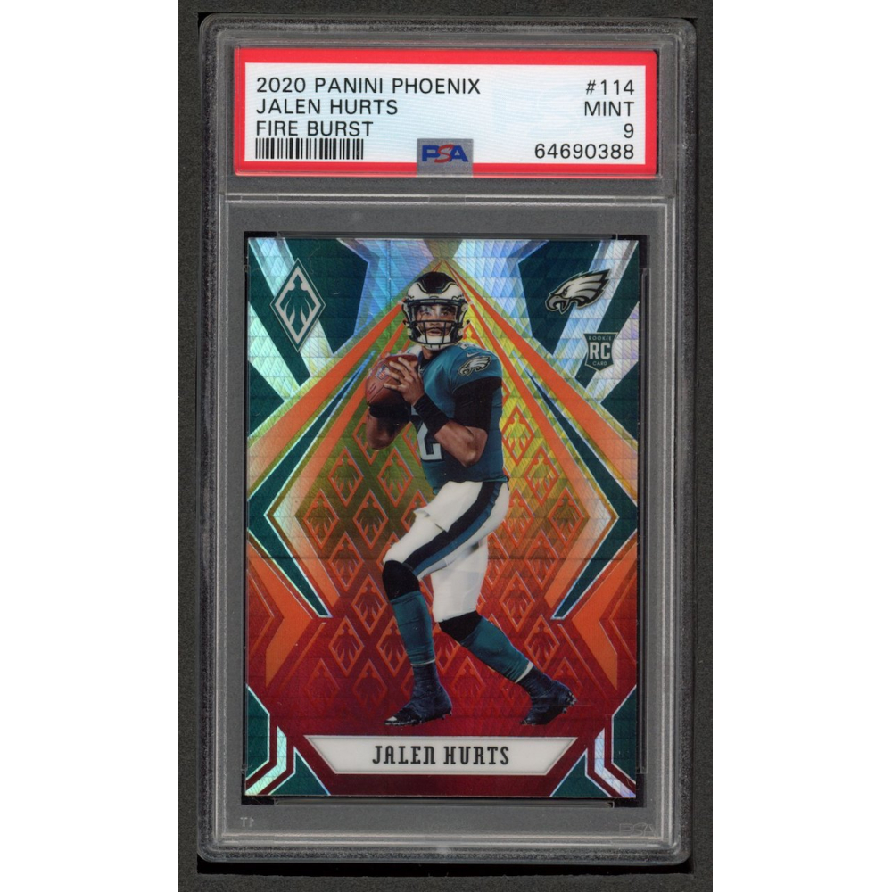 jalen hurts graded rookie card Jalen Hurts 2020 Leaf Exclusive Oklahoma Flag Rookie Card (Gem Mint 10)