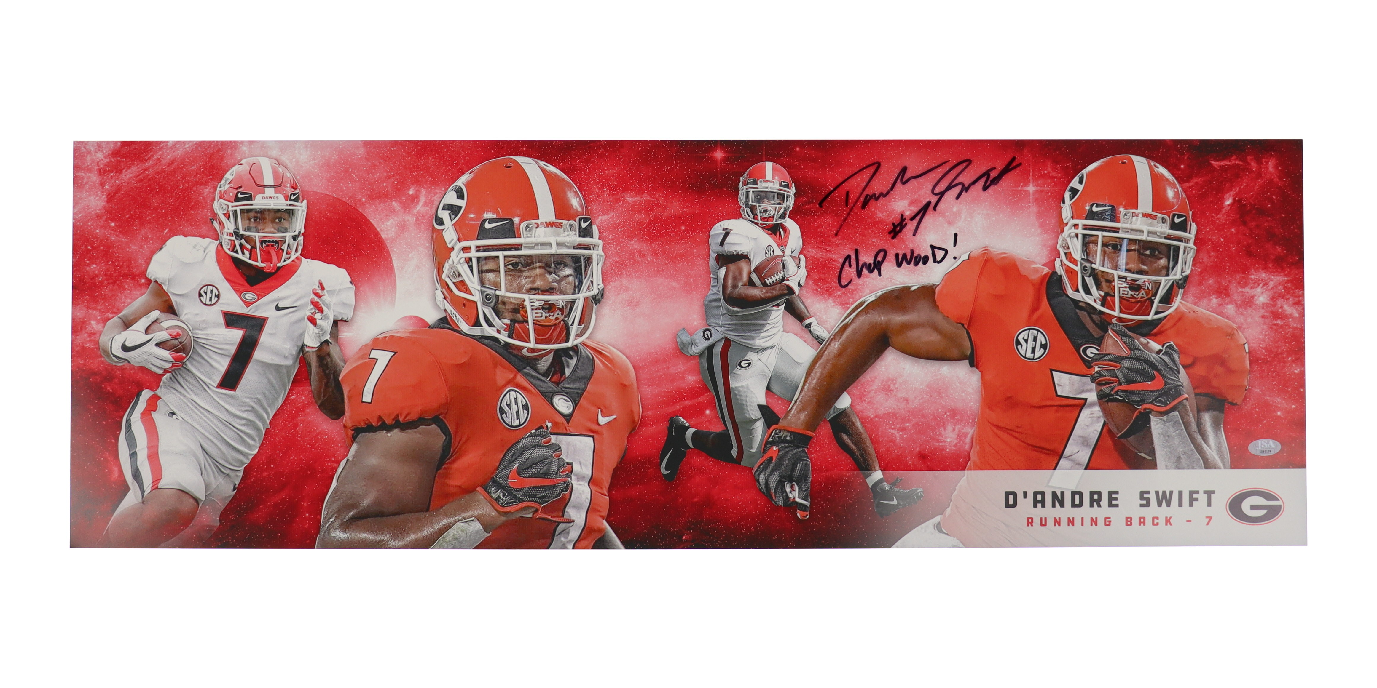 D'Andre Swift Signed Georgia Bulldogs 12x36 Photo Inscribed "Chop Wood!" (JSA) at PristineAuction.com D'Andre Swift Signed Georgia Bulldogs 12x36 Photo Inscribed "Chop Wood!" (JSA) at PristineAuction.com