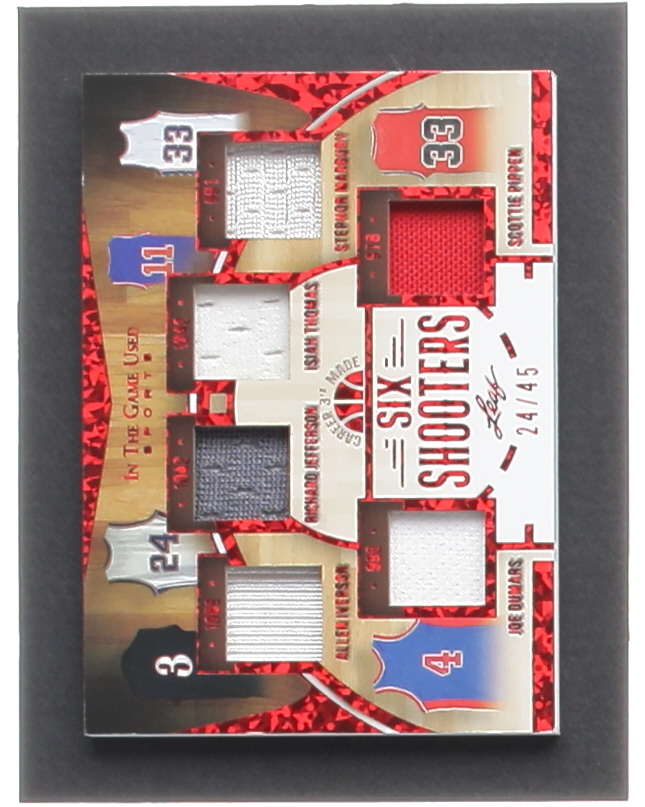 Allen Iverson / Richard Jefferson / Isiah Thomas / Stephon Marbury / Joe Dumars / Scottie Pippen 2022 ITG Used Sports Six Shooters Red Ice #SS06 #24/45 at PristineAuction.com Allen Iverson / Richard Jefferson / Isiah Thomas / Stephon Marbury / Joe Dumars / Scottie Pippen 2022 ITG Used Sports Six Shooters Red Ice #SS06 #24/45 at PristineAuction.com