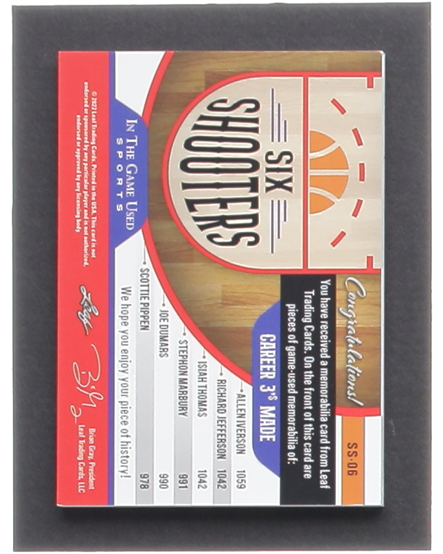 Allen Iverson / Richard Jefferson / Isiah Thomas / Stephon Marbury / Joe Dumars / Scottie Pippen 2022 ITG Used Sports Six Shooters Red Ice #SS06 #24/45 at PristineAuction.com Allen Iverson / Richard Jefferson / Isiah Thomas / Stephon Marbury / Joe Dumars / Scottie Pippen 2022 ITG Used Sports Six Shooters Red Ice #SS06 #24/45 at PristineAuction.com