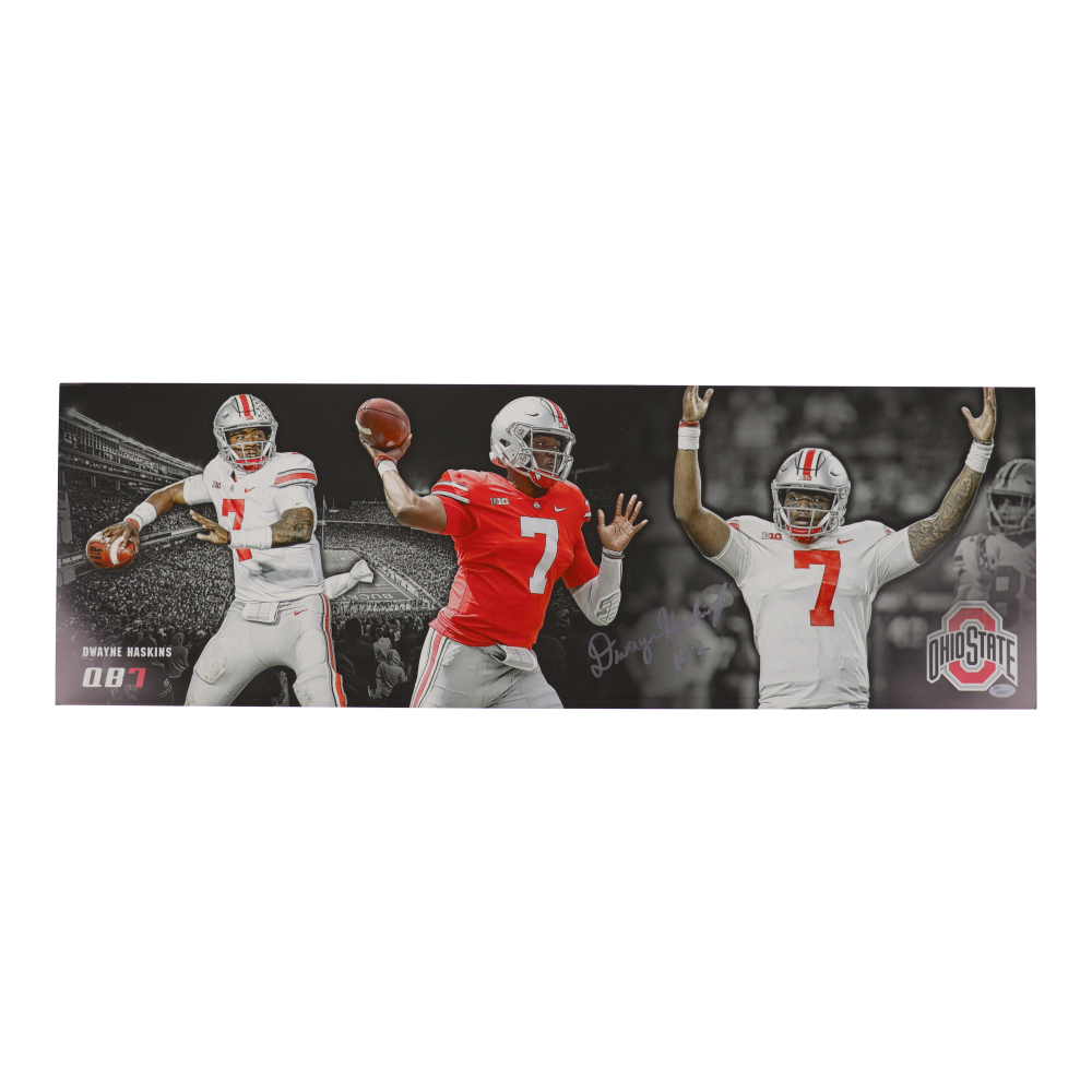 Dwayne Haskins Signed Ohio State Buckeyes 12x36 Photo (JSA) Pristine