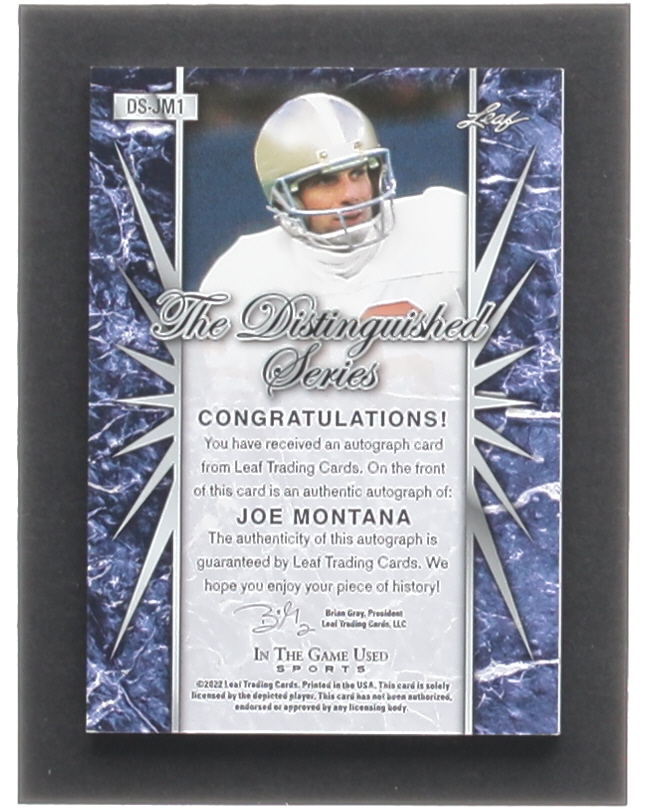 Joe Montana 2022 ITG Used Sports The Distinguished Series Autographs Red Ice #DSJM1 #71/75 at PristineAuction.com Joe Montana 2022 ITG Used Sports The Distinguished Series Autographs Red Ice #DSJM1 #71/75 at PristineAuction.com