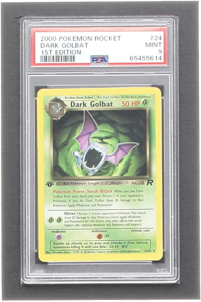 Dark Golbat 2000 Pokemon Team Rocket 1st Edition 24 (PSA 9) Pristine
