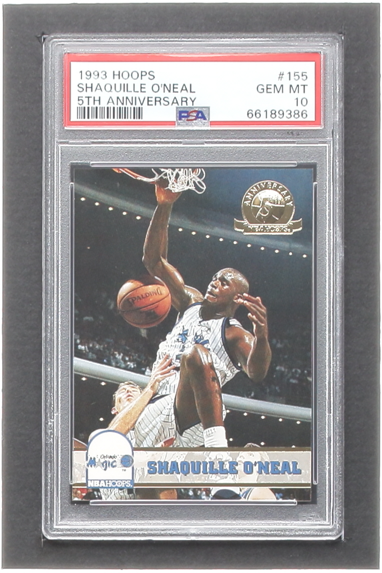 Shaquille O'Neal 1993-94 Hoops Fifth Anniversary Gold #155 (PSA 10) at PristineAuction.com Shaquille O'Neal 1993-94 Hoops Fifth Anniversary Gold #155 (PSA 10) at PristineAuction.com
