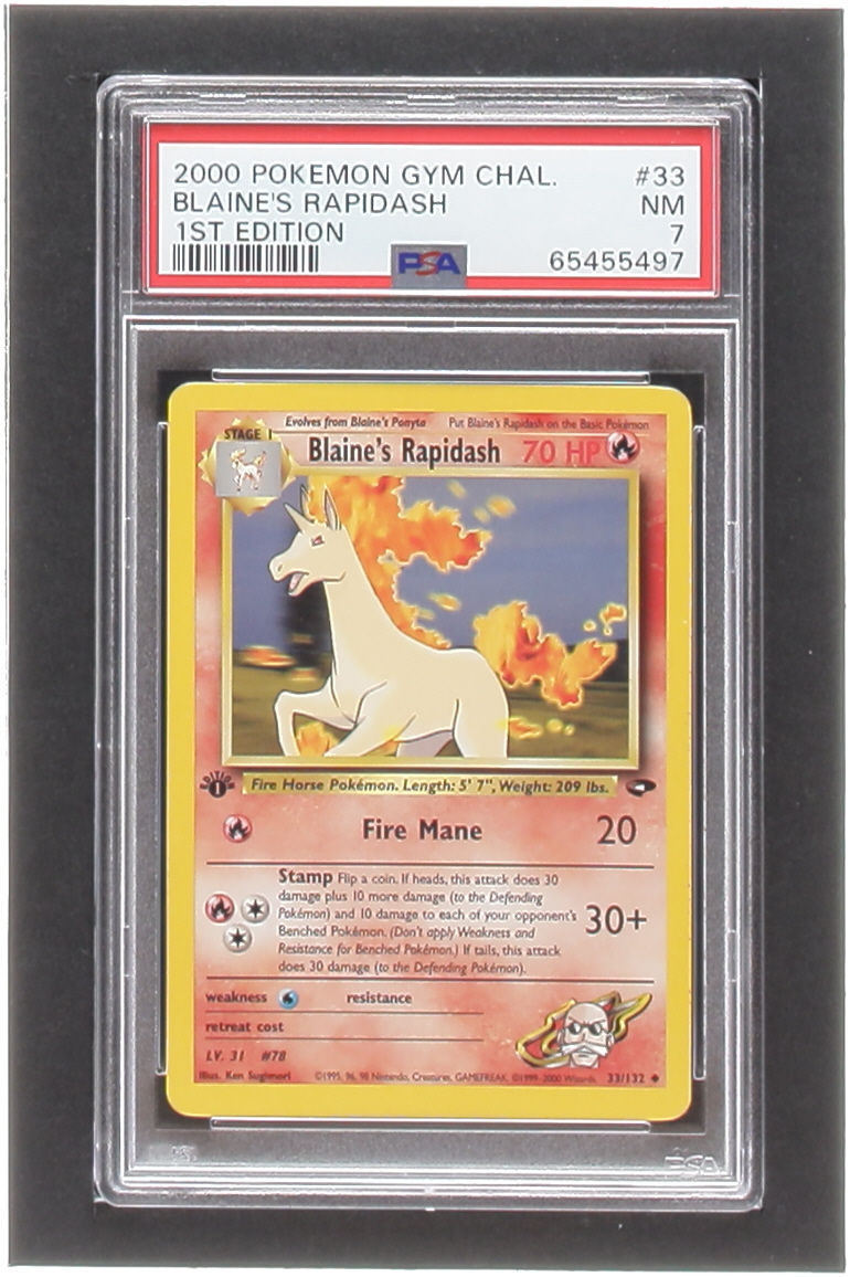 Blaine's Rapidash 2000 Pokemon Gym Challenge 1st Edition #33 (PSA 7) at PristineAuction.com Blaine's Rapidash 2000 Pokemon Gym Challenge 1st Edition #33 (PSA 7) at PristineAuction.com