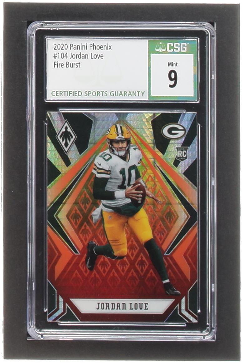 Jordan Love 2020 Panini Phoenix Fire Burst #104 RC (CSG 9) at PristineAuction.com Jordan Love 2020 Panini Phoenix Fire Burst #104 RC (CSG 9) at PristineAuction.com