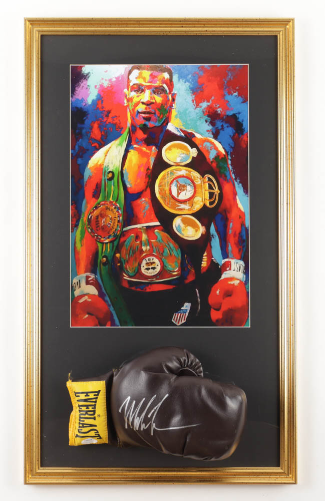 Mike Tyson Signed Custom Framed Everlast Boxing Glove Display with Tyson Art Print (JSA & Tyson) at PristineAuction.com Mike Tyson Signed Custom Framed Everlast Boxing Glove Display with Tyson Art Print (JSA & Tyson) at PristineAuction.com