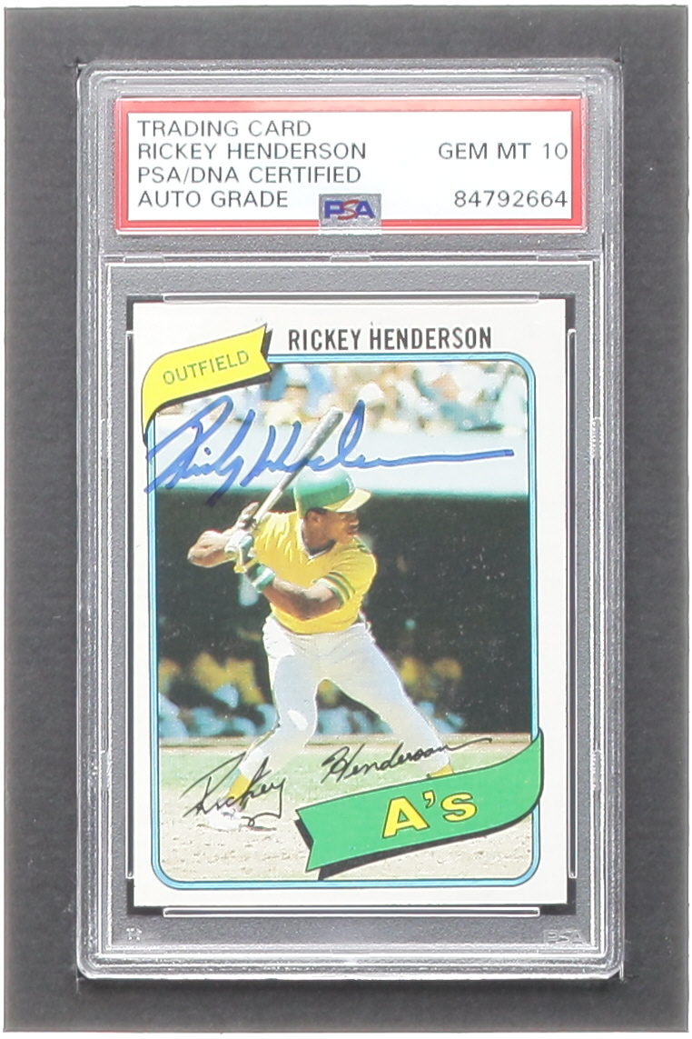 Rickey Henderson Signed 1980 Topps #482 RC (PSA) at PristineAuction.com Rickey Henderson Signed 1980 Topps #482 RC (PSA) at PristineAuction.com