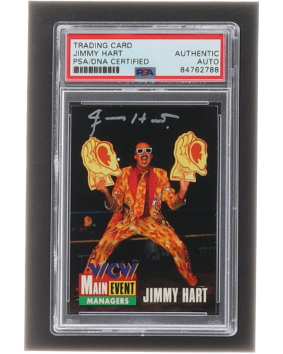 Jimmy Hart Signed 1995 CARDZ WCW Main Event #40 (PSA) at PristineAuction.com Jimmy Hart Signed 1995 CARDZ WCW Main Event #40 (PSA) at PristineAuction.com