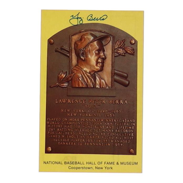 Yogi Berra Signed Hall of Fame Plaque Postcard (PSA) at PristineAuction.com Yogi Berra Signed Hall of Fame Plaque Postcard (PSA) at PristineAuction.com