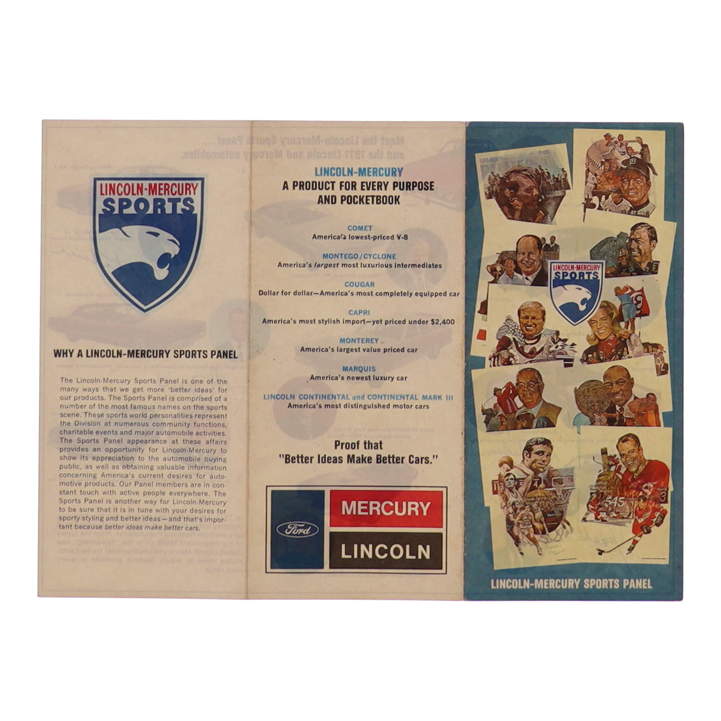 Lincoln-Mercury Sports Panel Advertisement Flyer Signed by (5) with Jesse Owens, Al Kaline, Byron Nelson, Sharron Moran (Beckett) at PristineAuction.com Lincoln-Mercury Sports Panel Advertisement Flyer Signed by (5) with Jesse Owens, Al Kaline, Byron Nelson, Sharron Moran (Beckett) at PristineAuction.com