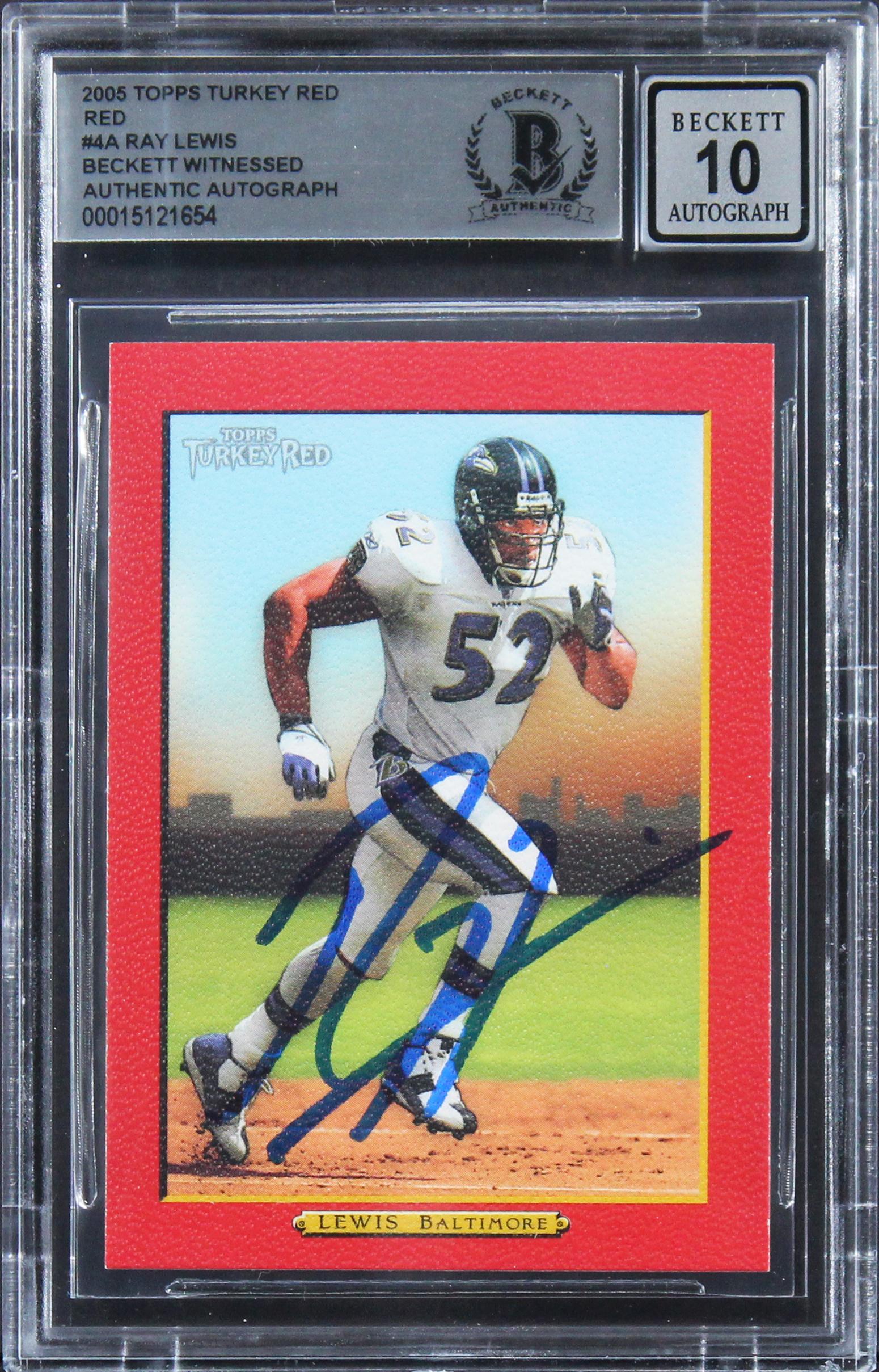 Ray Lewis Signed 2005 Topps Turkey Red Red #4A (BGS) at PristineAuction.com Ray Lewis Signed 2005 Topps Turkey Red Red #4A (BGS) at PristineAuction.com