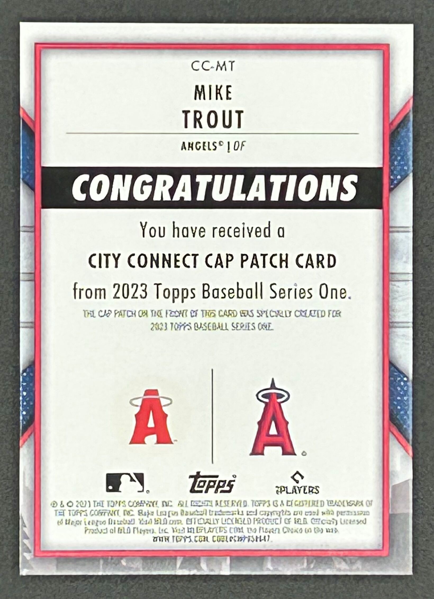Mike Trout 2023 Topps City Connect Commemorative Patch #CCMT at PristineAuction.com Mike Trout 2023 Topps City Connect Commemorative Patch #CCMT at PristineAuction.com