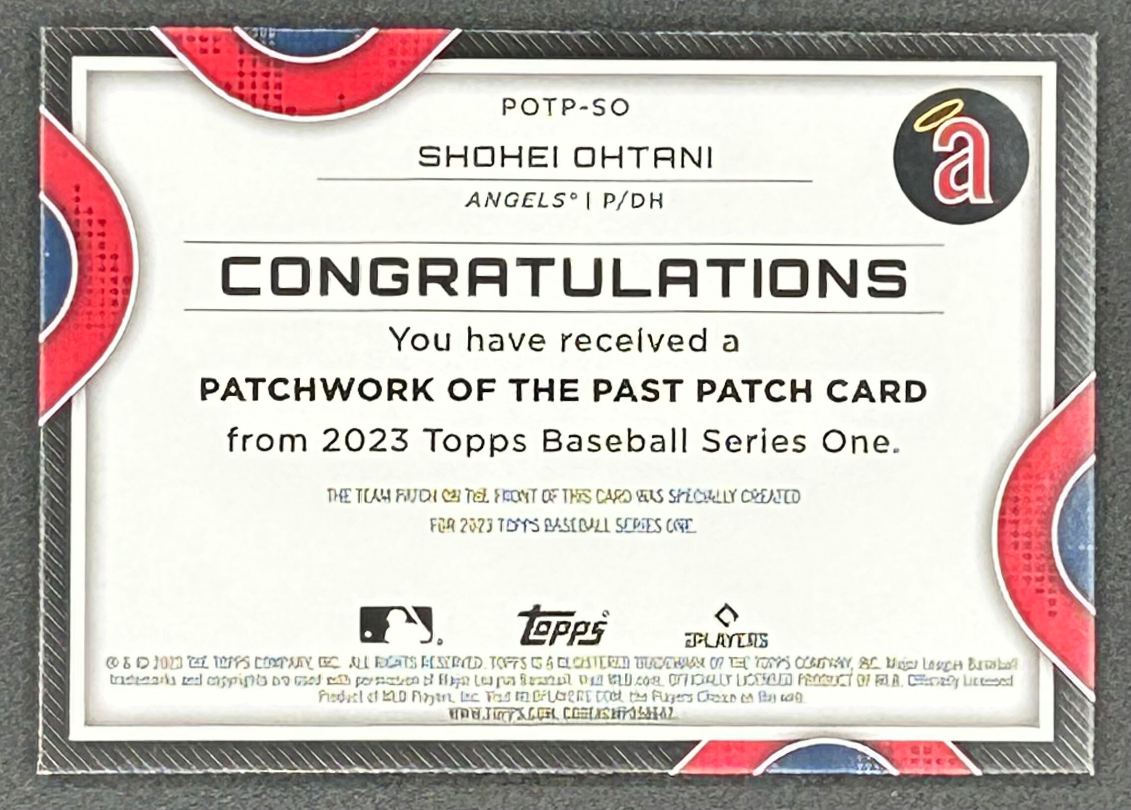 Shohei Ohtani 2023 Topps Patchwork of the Past Commemorative Patch #POTPSO at PristineAuction.com Shohei Ohtani 2023 Topps Patchwork of the Past Commemorative Patch #POTPSO at PristineAuction.com