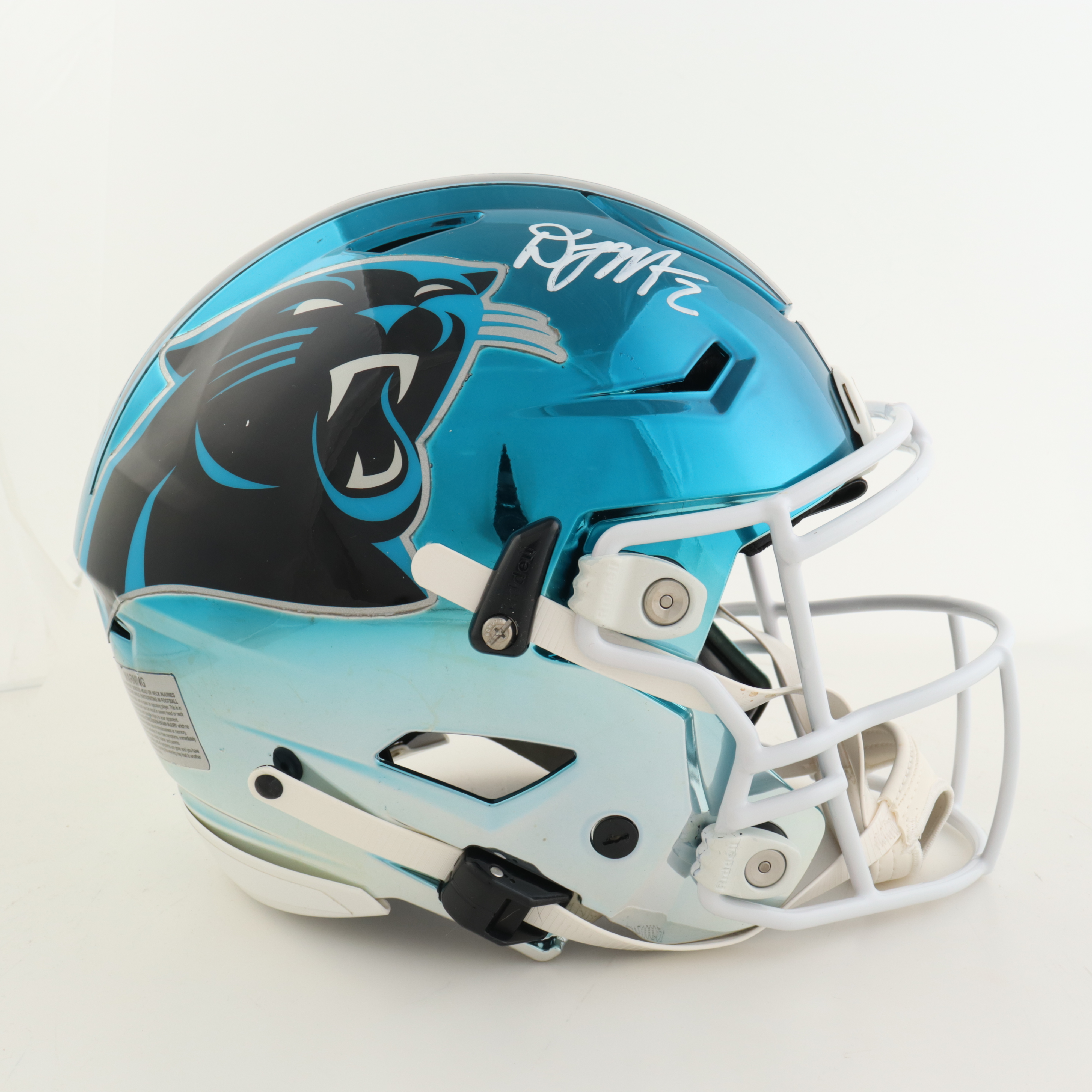 D. J. Moore Signed Panthers Full-Size Authentic On-Field SpeedFlex Chrome Helmet (JSA) at PristineAuction.com D. J. Moore Signed Panthers Full-Size Authentic On-Field SpeedFlex Chrome Helmet (JSA) at PristineAuction.com