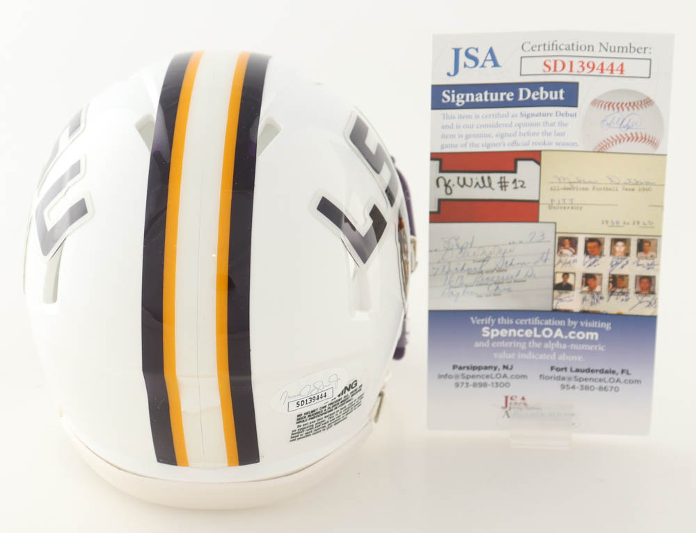 Jayden Daniels Signed LSU Tigers Speed Mini Helmet (JSA) at PristineAuction.com Jayden Daniels Signed LSU Tigers Speed Mini Helmet (JSA) at PristineAuction.com
