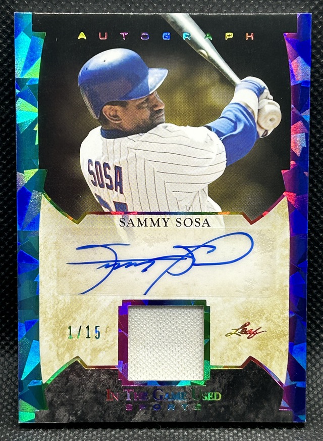 Sammy Sosa 2022 Leaf ITG Used Sports Patch Autograph #GUASS1 #1/15 at PristineAuction.com Sammy Sosa 2022 Leaf ITG Used Sports Patch Autograph #GUASS1 #1/15 at PristineAuction.com