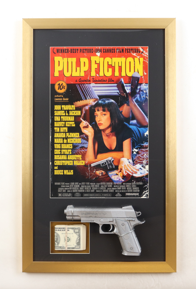 "Pulp Fiction" Custom Framed Movie Poster Display with Movie Prop