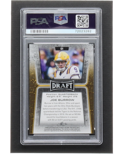 Joe Burrow 2020 Leaf Draft #1 RC (PSA 9) at PristineAuction.com Joe Burrow 2020 Leaf Draft #1 RC (PSA 9) at PristineAuction.com