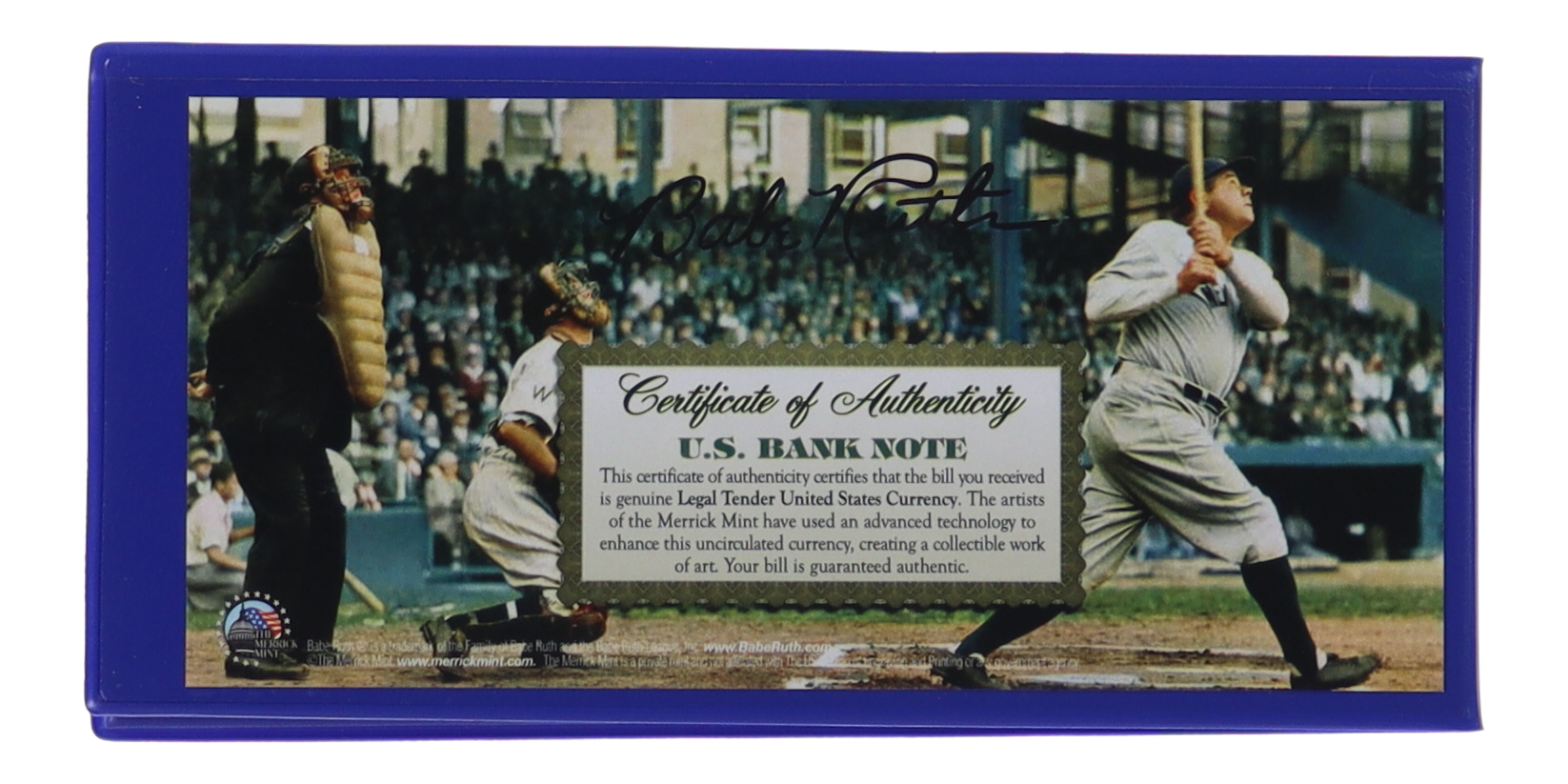 Babe Ruth Genuine Legal Tender Colorized U.S. $2.00 Two Dollar Bill Commemorative Edition Bank Note with Folder at PristineAuction.com Babe Ruth Genuine Legal Tender Colorized U.S. $2.00 Two Dollar Bill Commemorative Edition Bank Note with Folder at PristineAuction.com