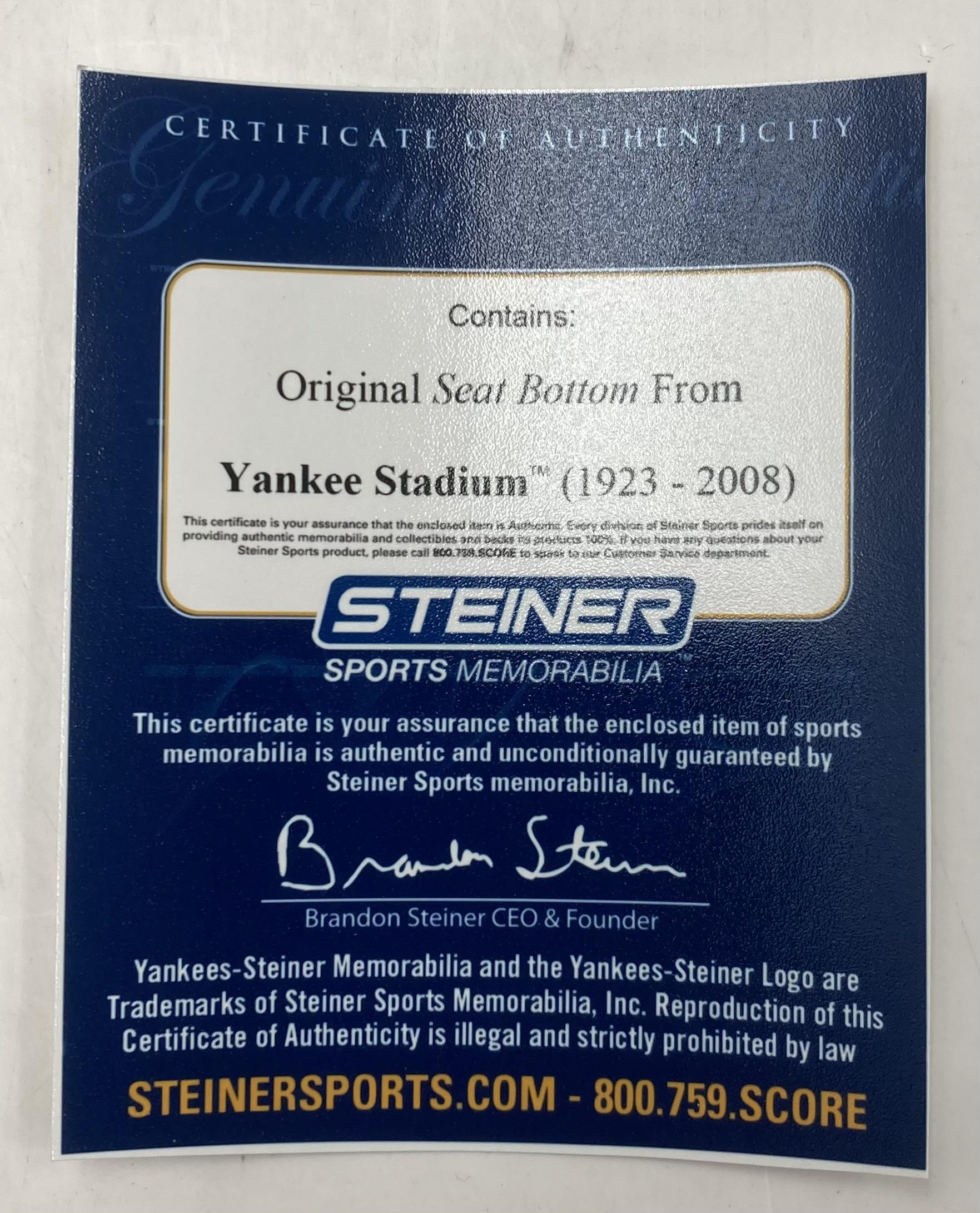 New York Yankees Old Yankee Stadium Original Seat Bottom (MLB) at PristineAuction.com New York Yankees Old Yankee Stadium Original Seat Bottom (MLB) at PristineAuction.com