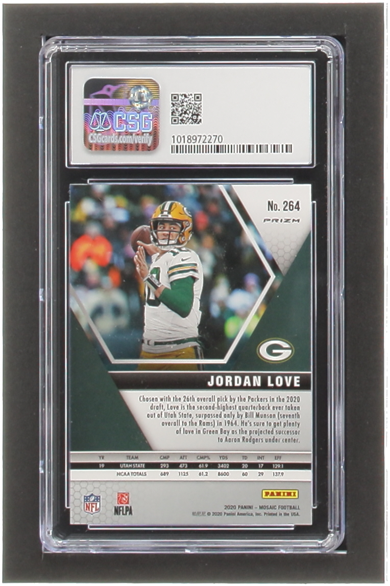 Jordan Love 2020 Panini Mosaic Mosaic #264 DEB (CSG 9) at PristineAuction.com Jordan Love 2020 Panini Mosaic Mosaic #264 DEB (CSG 9) at PristineAuction.com