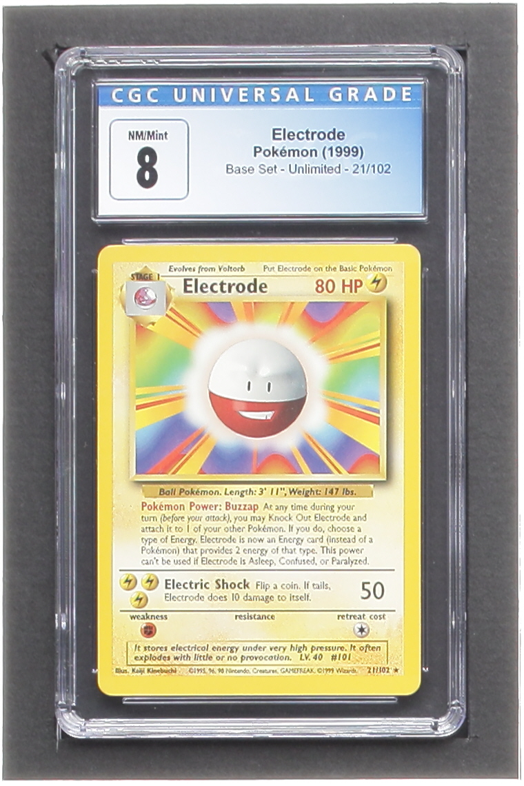 Electrode 1999 Pokemon Base Unlimited #21 (CGC 8) at PristineAuction.com Electrode 1999 Pokemon Base Unlimited #21 (CGC 8) at PristineAuction.com
