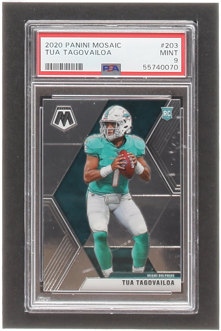 Tua Tagovailoa 2020 Panini Mosaic #203 RC (PSA 9) at PristineAuction.com Tua Tagovailoa 2020 Panini Mosaic #203 RC (PSA 9) at PristineAuction.com