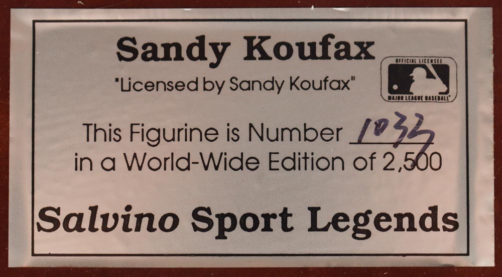 Sandy Koufax Signed LE 1990 Salvino Sports Legends Figurine (Salvino) at PristineAuction.com Sandy Koufax Signed LE 1990 Salvino Sports Legends Figurine (Salvino) at PristineAuction.com