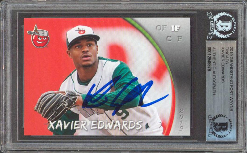 Xavier Edwards Signed 2019 Fort Wayne TinCaps Grandstand 11 (BGS