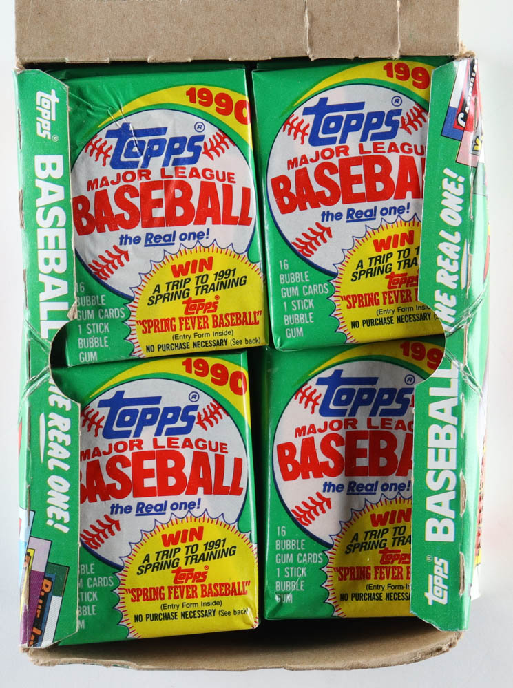 1990 Topps Baseball Wax Box with (36) Packs at PristineAuction.com 1990 Topps Baseball Wax Box with (36) Packs at PristineAuction.com