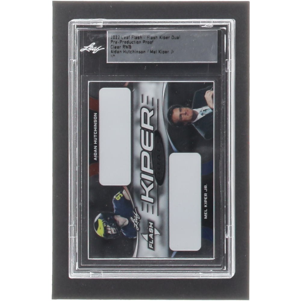 Aidan Hutchinson / Mel Kiper Jr. 2022 Leaf Flash Kiper Dual Autographs PreProduction Proof 
