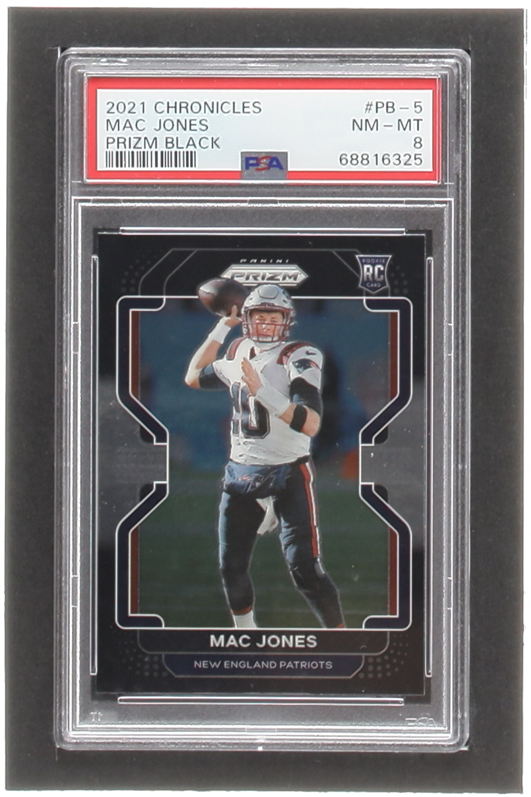 Mac Jones 2021 Panini Chronicles Prizm Black #5 (PSA 8) at PristineAuction.com Mac Jones 2021 Panini Chronicles Prizm Black #5 (PSA 8) at PristineAuction.com