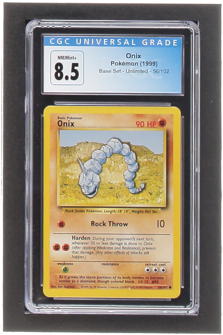 Onix Pokemon 1999 Base Unlimited #56 (CGC 8.5) at PristineAuction.com Onix Pokemon 1999 Base Unlimited #56 (CGC 8.5) at PristineAuction.com