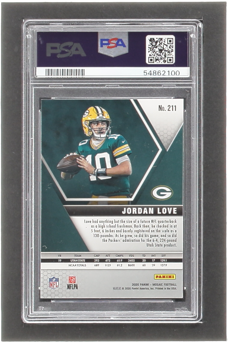 Jordan Love 2020 Panini Mosaic #211 RC (PSA 9) at PristineAuction.com Jordan Love 2020 Panini Mosaic #211 RC (PSA 9) at PristineAuction.com